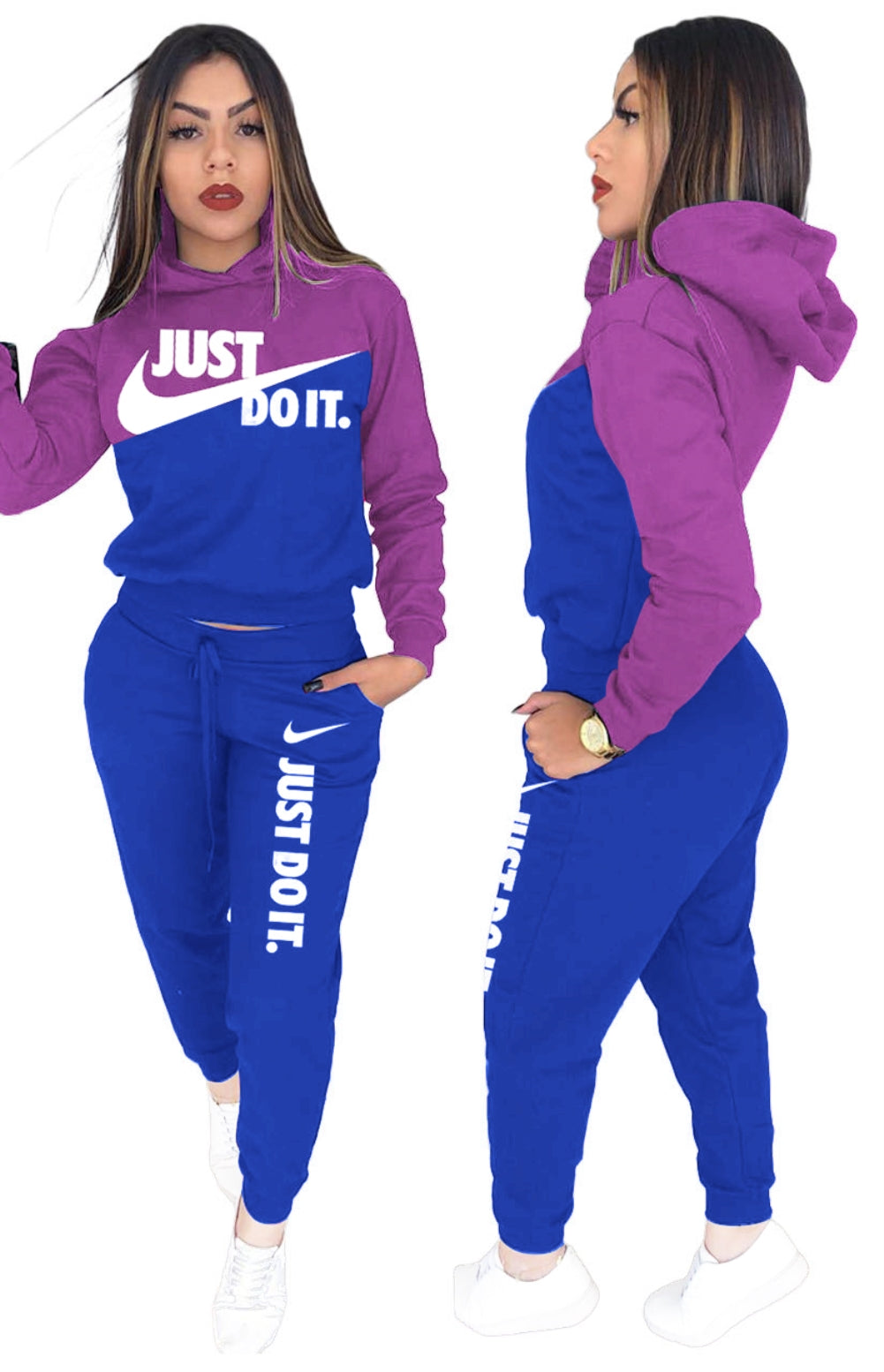 Long Sleeves Contrast Hoodie Sweatsuit