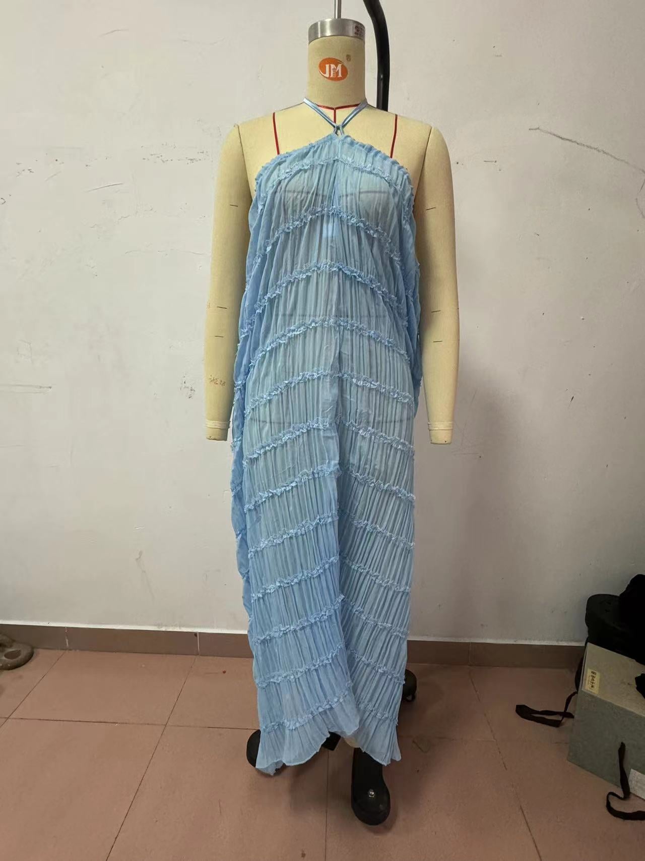 Women Spring Summer Casual Halter Neck Top and Long Skirt two-piece set 15