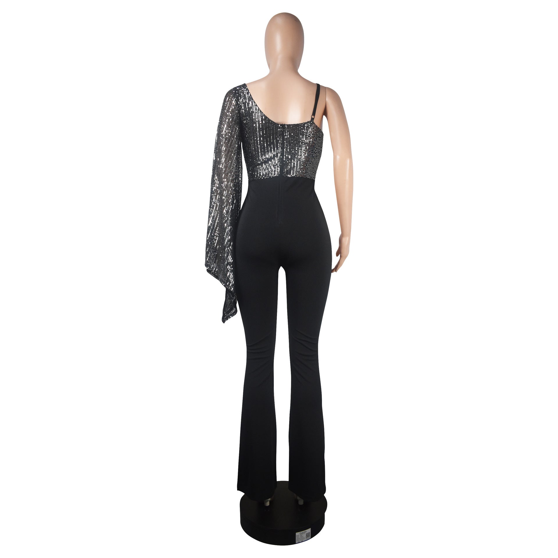 Trousers Sequined V-neck Strapless One Shoulder Cape Sexy Nightclub Jumpsuit 16