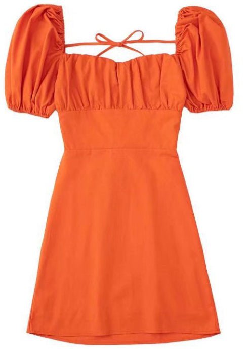 Women Square Neck Short Sleeve Dress 9