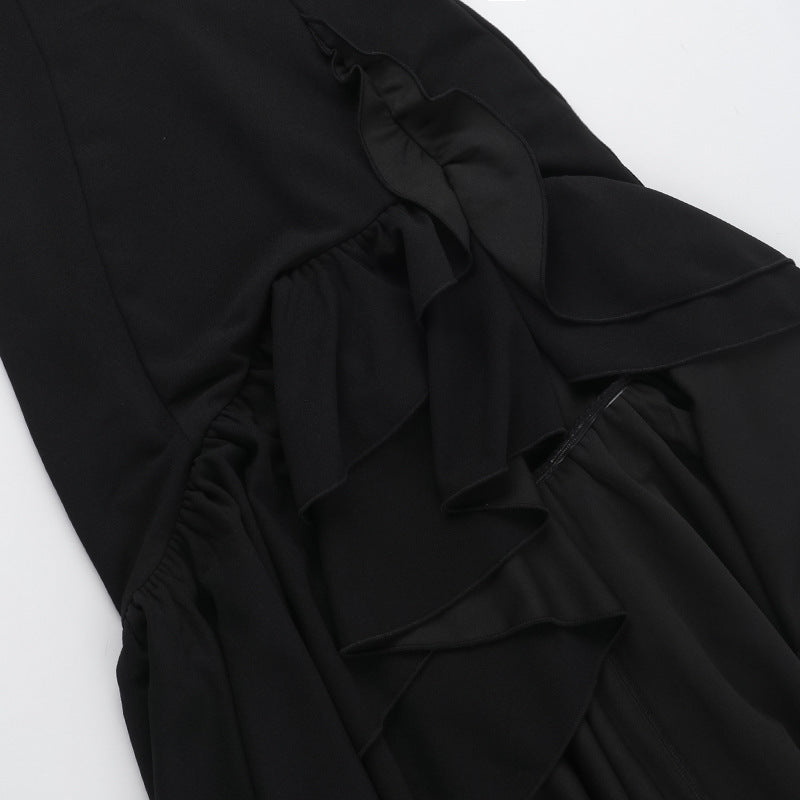 Women autumn sexy Halter Neck V Neck ruffle dress 20