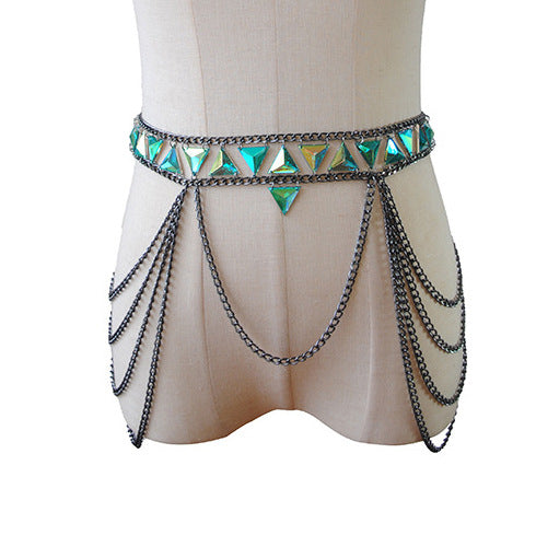 Summer Bra Chain Green Acrylic Sexy Accessories Bra Belt Suit Body Chain Jewelry 5