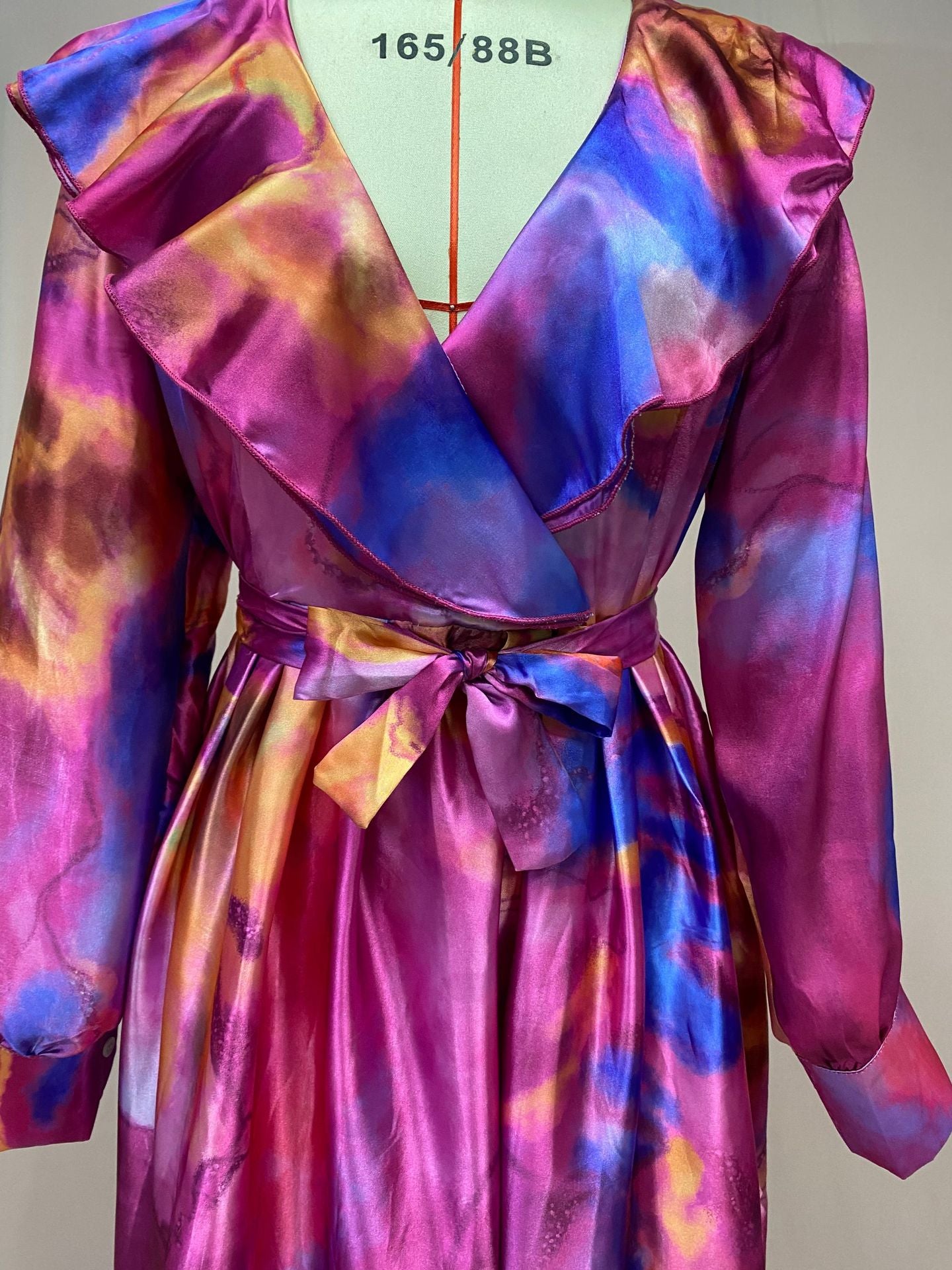 Spring Summer Print Mesh V-Neck Long Dress Plus Size Women's Dress 14