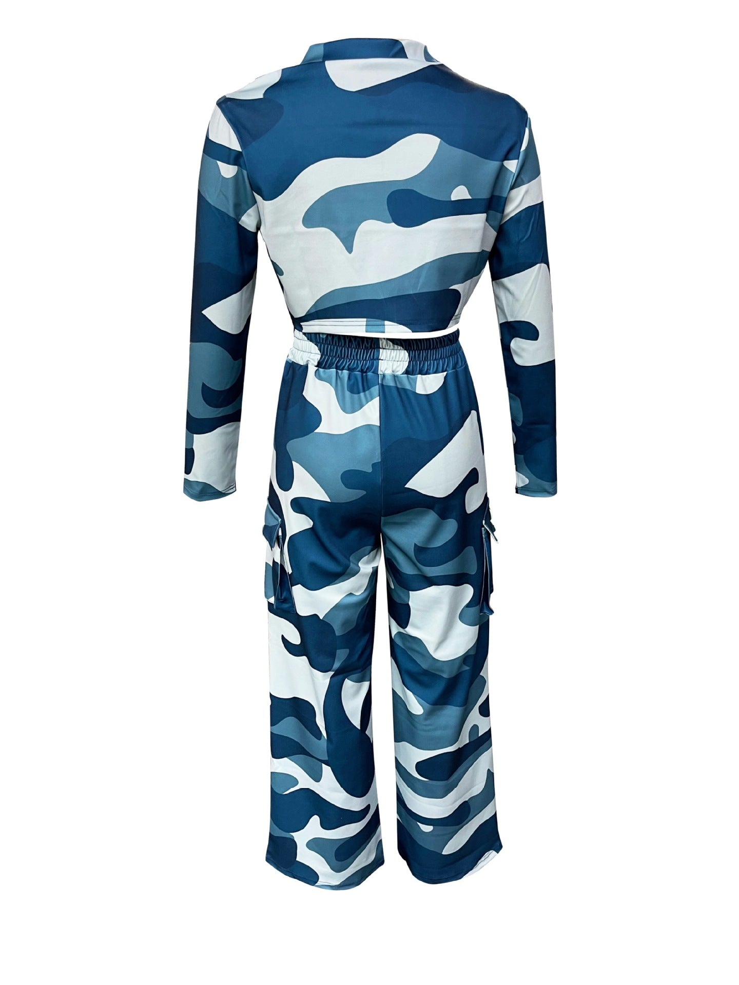 Women Camo Print Casual Sexy Crop Top and Pants Two-piece Set 23