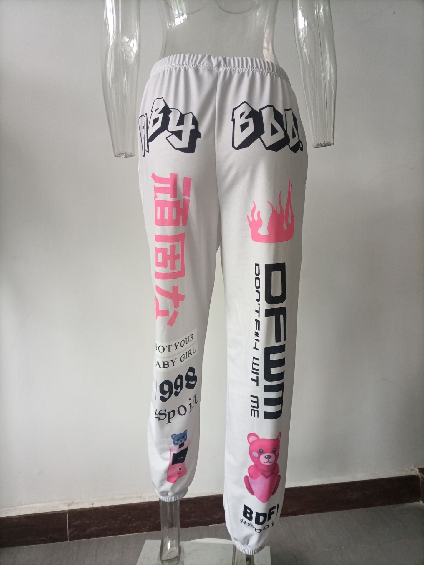 Autumn Winter Women's Printed Fashion Elastic Waist Sports Casual Harem Pants for Women 17