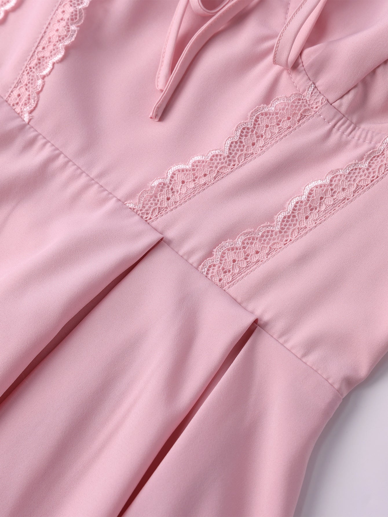 Lace Patchwork Halter Lace-Up A-Line Dress 16