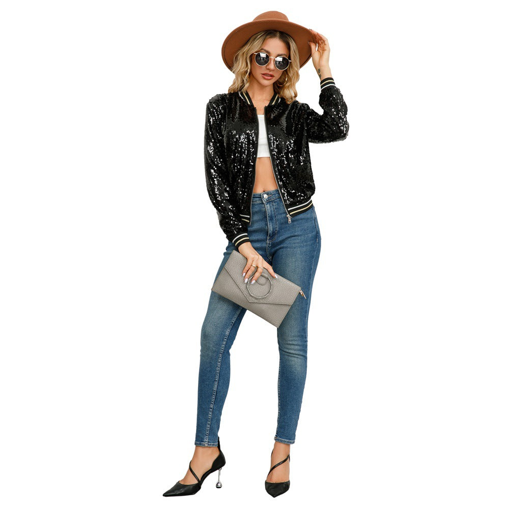 Women's Spring And Autumn Chic Short Sequined Jacket 6