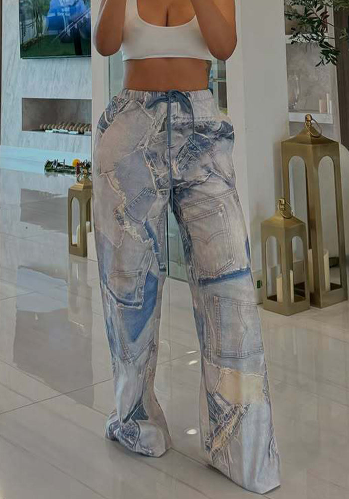 Women’s Casual Summer Fashion Elastic Waist Drawstring Straight Pants