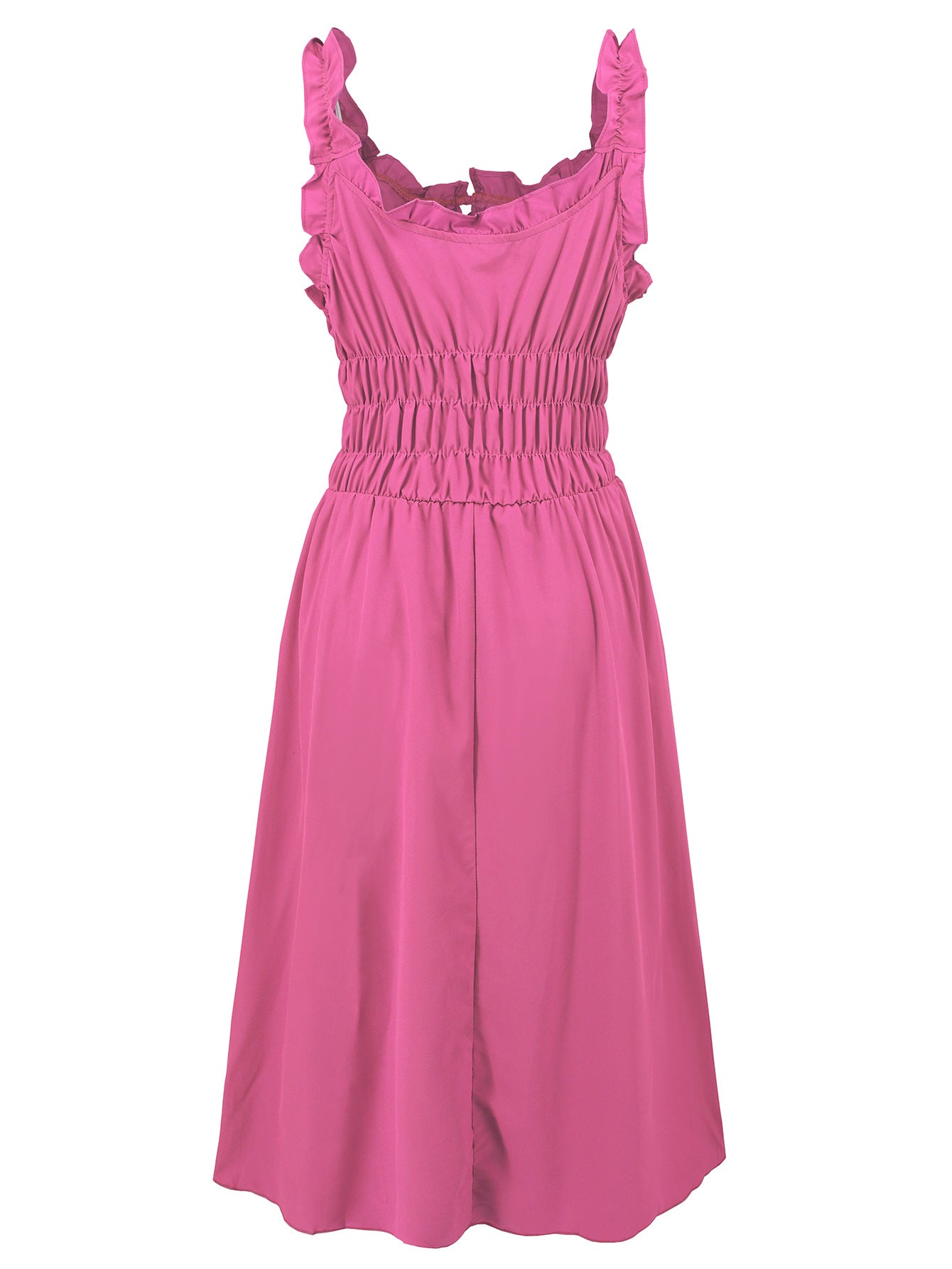 Women Spring And Summer Casual Solid Color Slim Waist Strap Holidays Long Dress 11