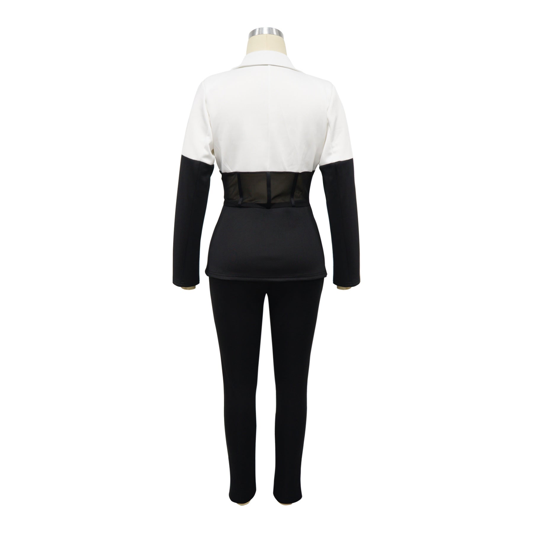 Women's Autumn Suit Contrast Patchwork Casual Two-piece Blazer pants set 7