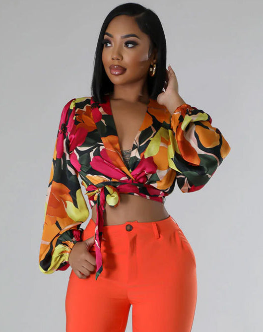 Autumn And Winter Women's Casual Flower Long Sleeve Top Fashion Wear 3