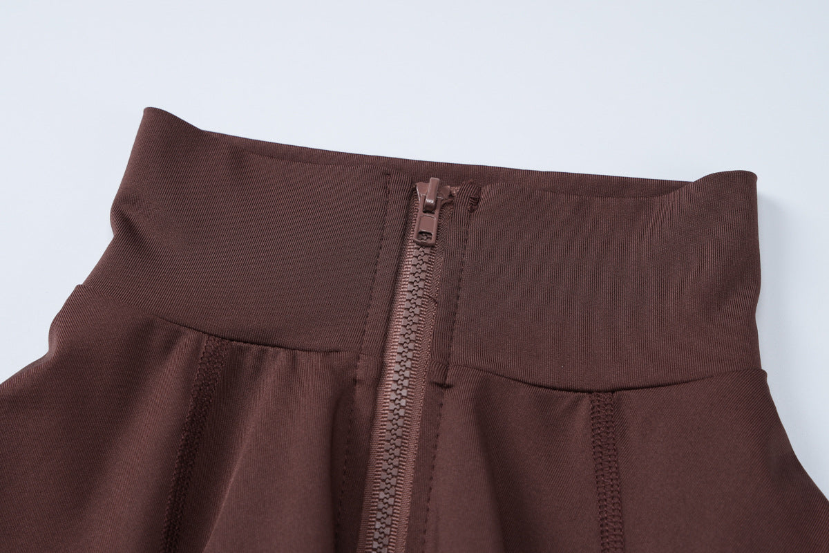 Autumn  winter fashion zipper high collar long sleeve top slim sports yoga pants two piece set 10