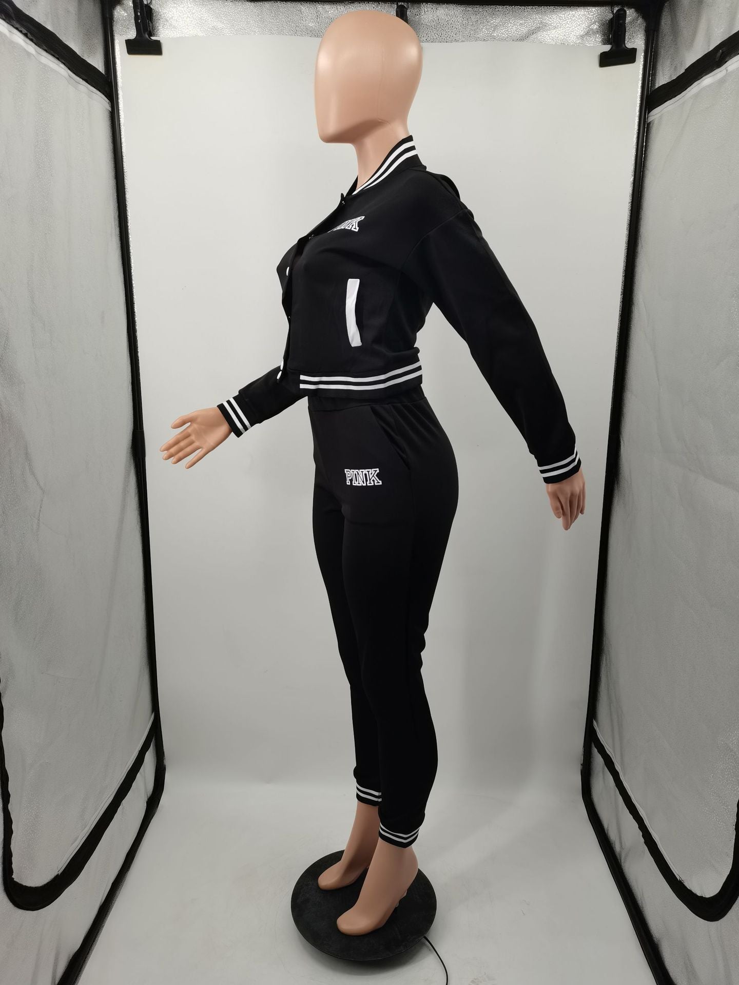 Women Printed Long Sleeve Baseball Jacket and Pant Two Piece 13