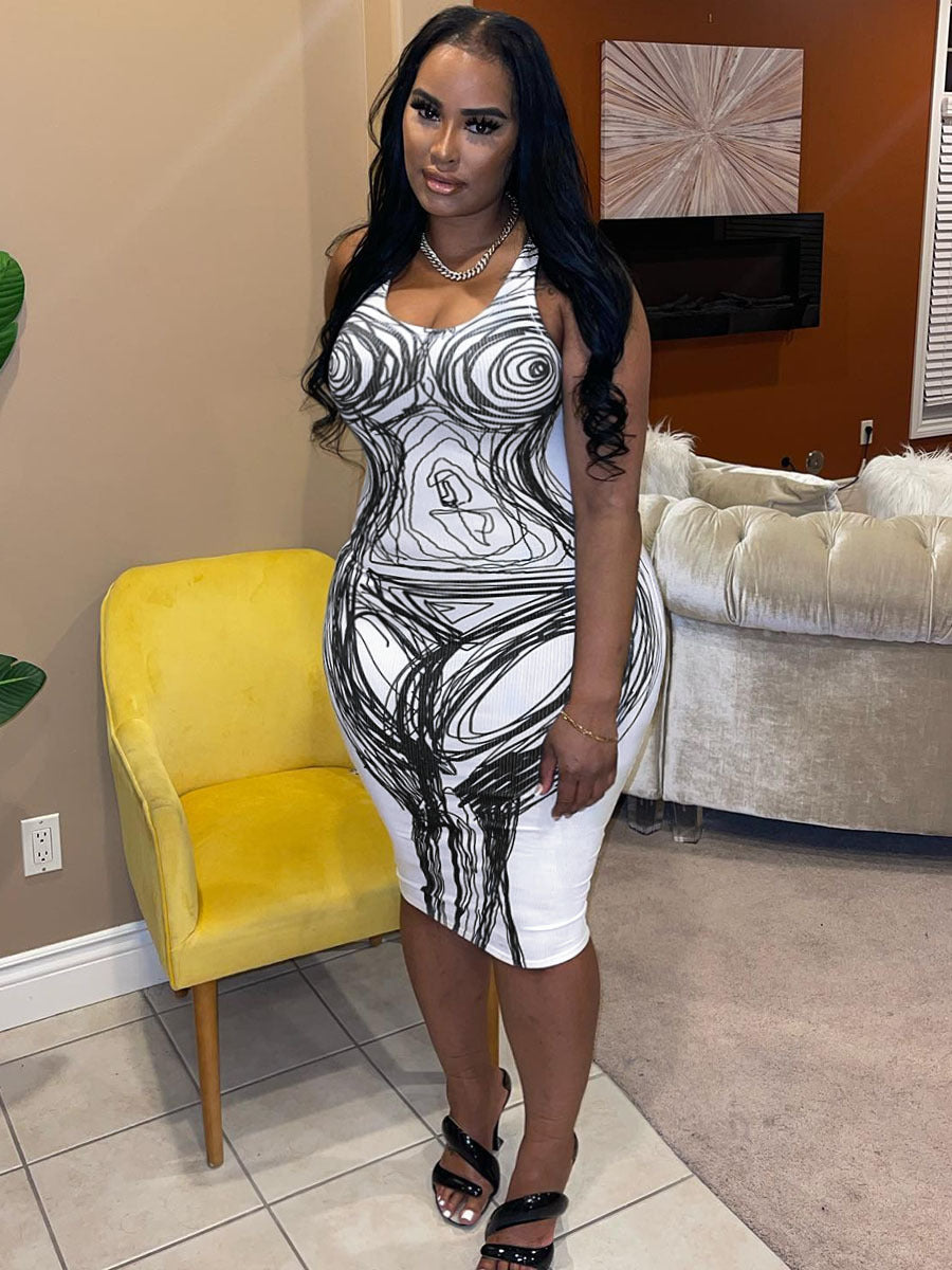 Summer Elements Positioning Print Plus Size Dress