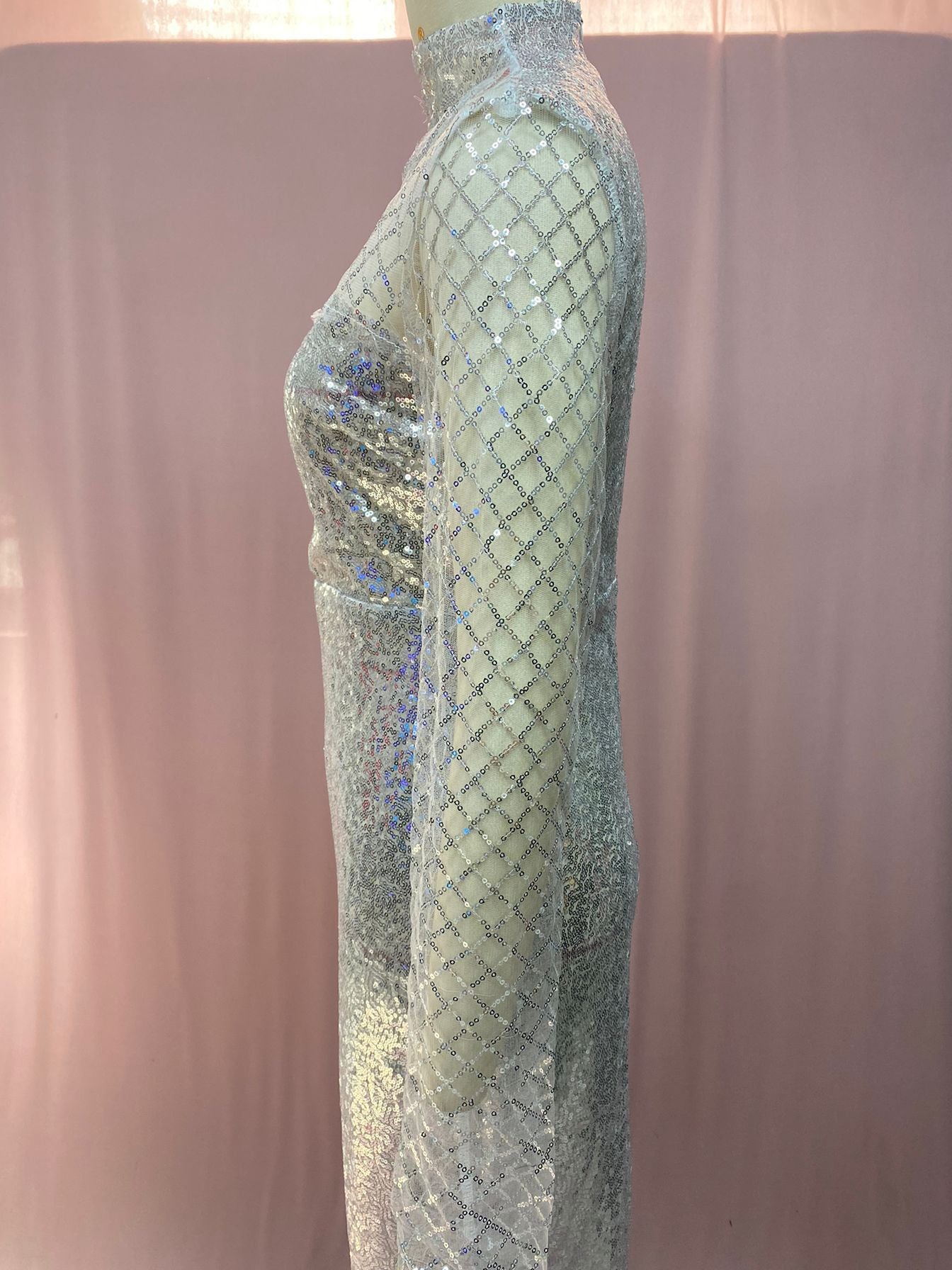 Cutout Off Shoulder Dress Round Neck Slim Chic Sequin Dress Women 5