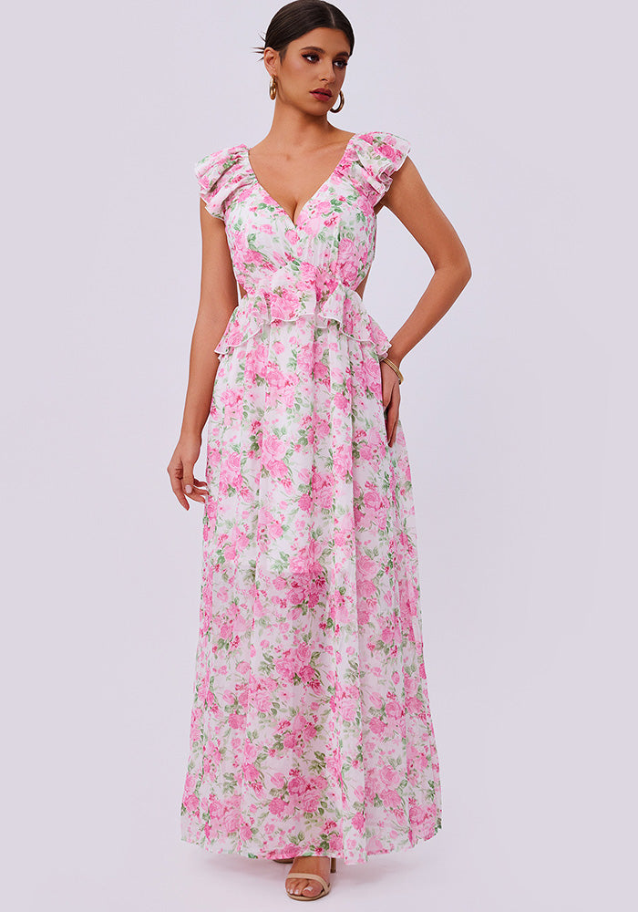 Women Summer Elegant Floral Print Maxi Dress