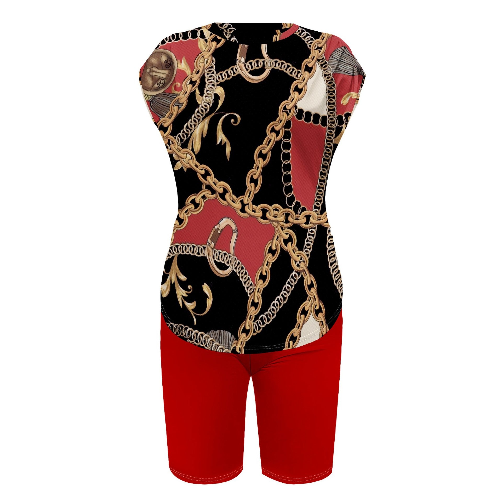 Women Fashion Printed Short Sleeve T-shirt and Shorts Two-piece Set 9