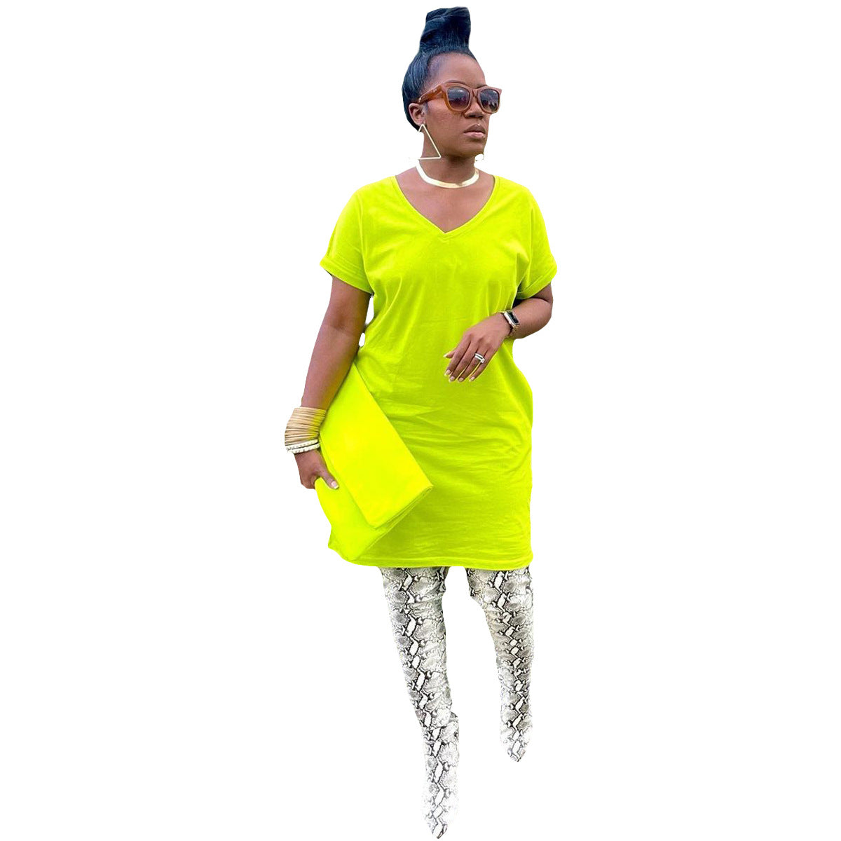 Women's V-Neck Solid Color Women's Fashion Dress 14