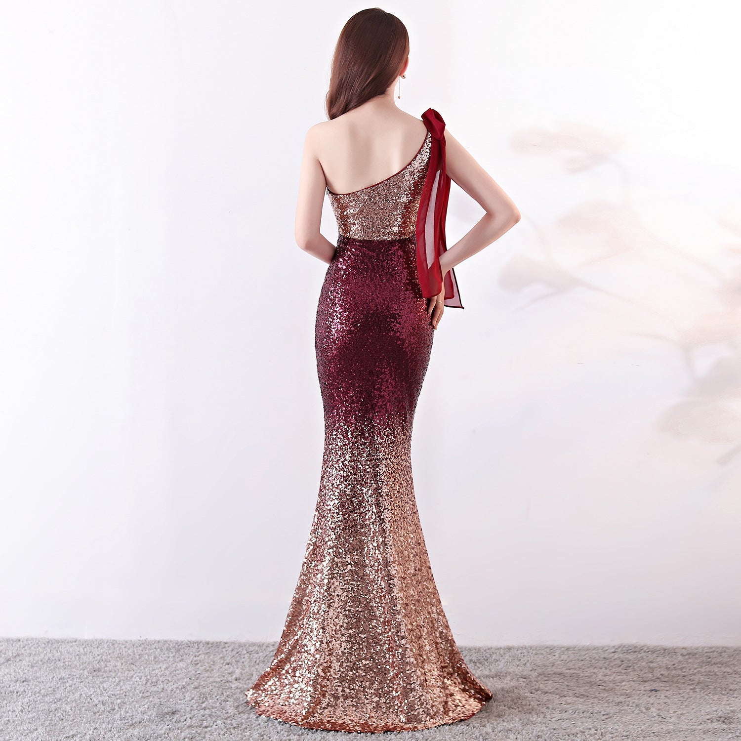 Women Gradient Sequins Formal Party Maxi Mermaid Evening Dress 13