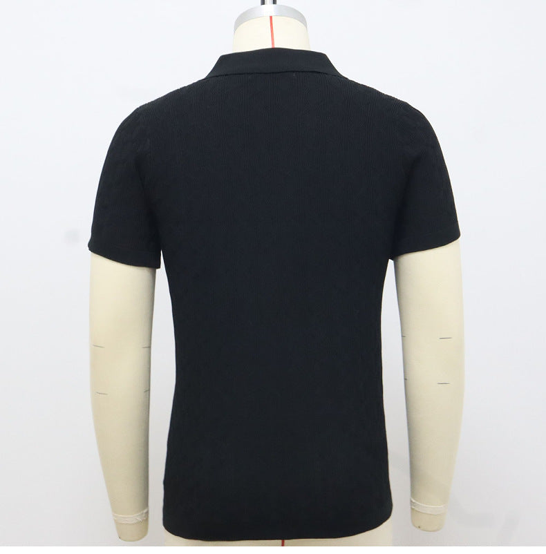 Summer Short Sleeve Men's Fashion Knitting Top Casual Button Polo Shirt 12