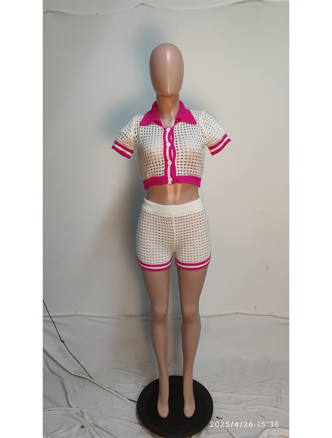 Women Sexy Knitting Top and Shorts Two-piece Set 5