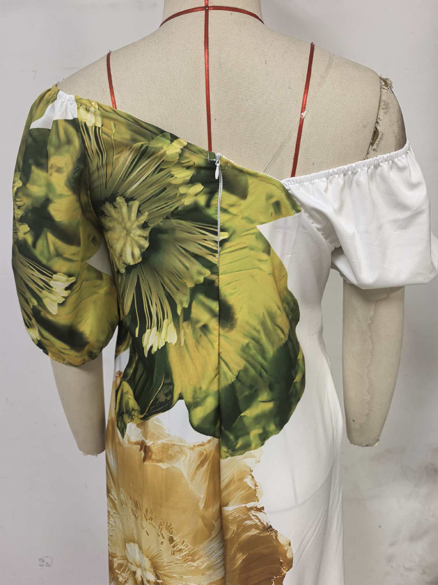 Women Spring/Summer Slash Shoulder Print Casual Holiday Dress 12