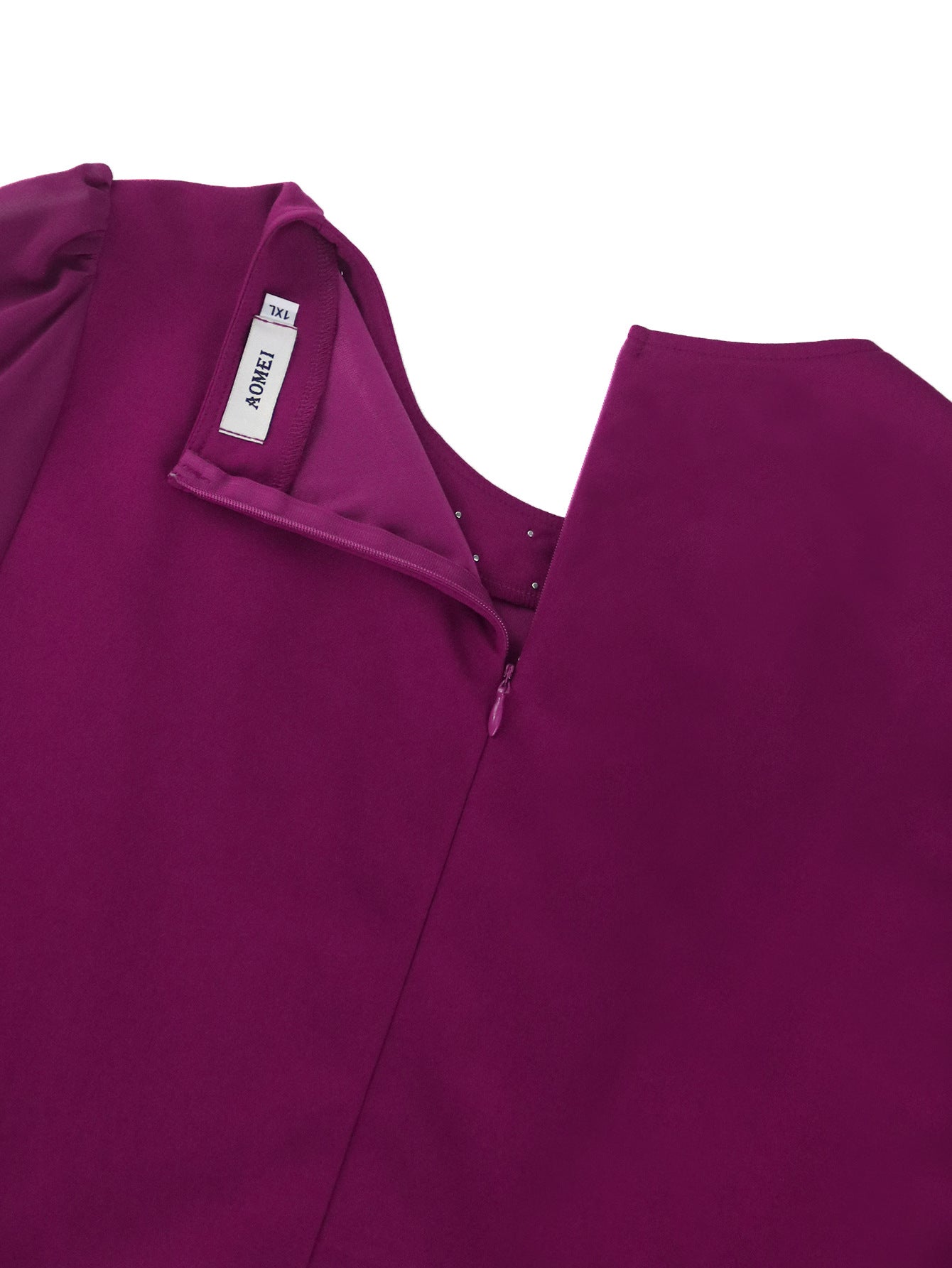 Plus Size Ruffle Elegant Round Neck Beaded Pleated Party Dress 14