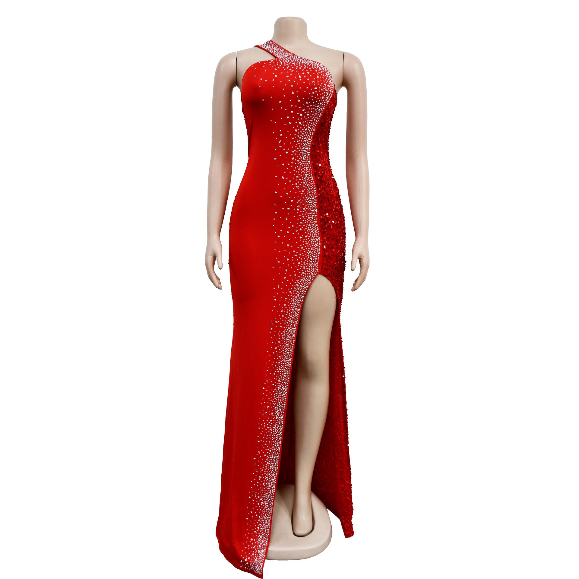 Women's Fashion Solid Color Beaded Sequin Sleeveless Maxi Dress 23