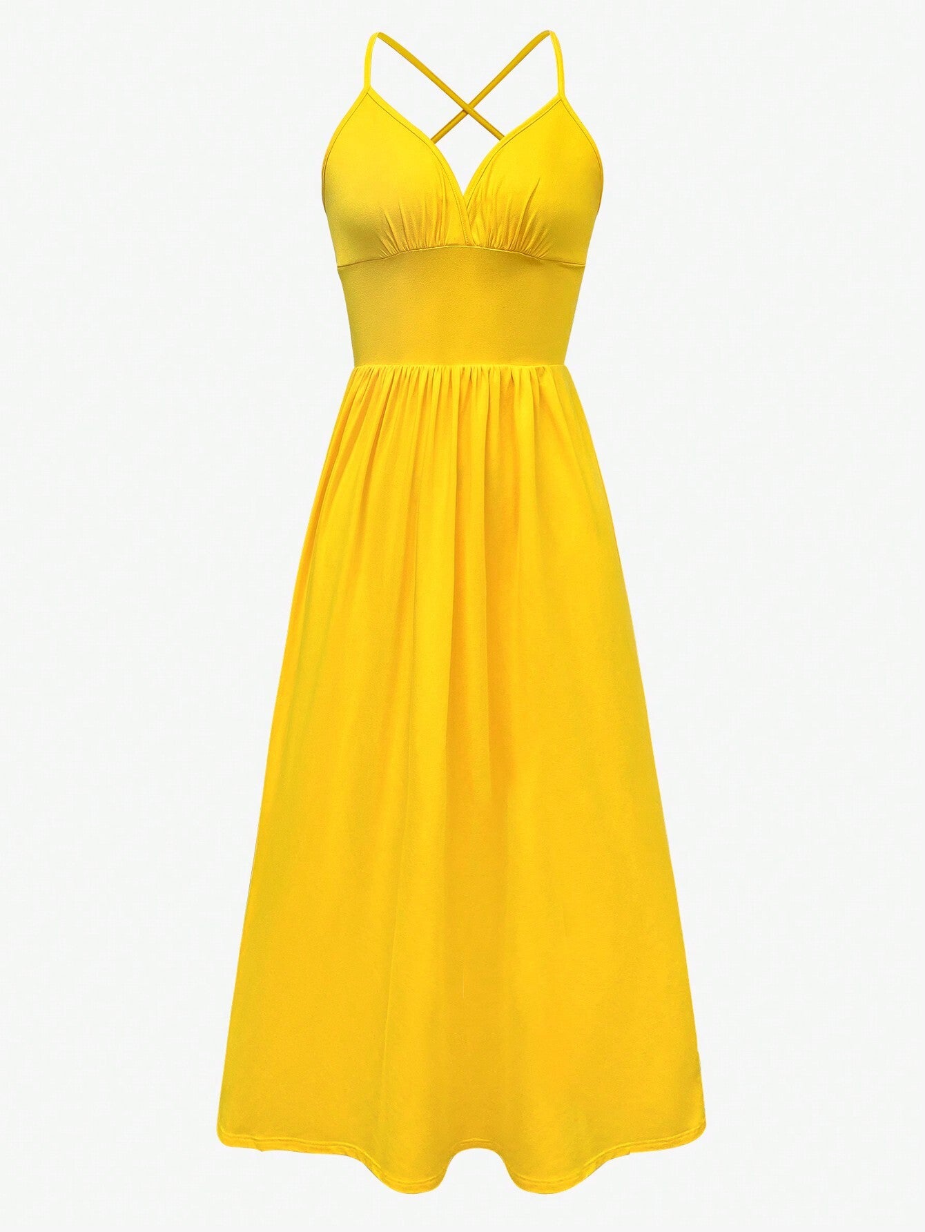 Women Spring and Summer Solid Suspender Holidays Slit Dress 3