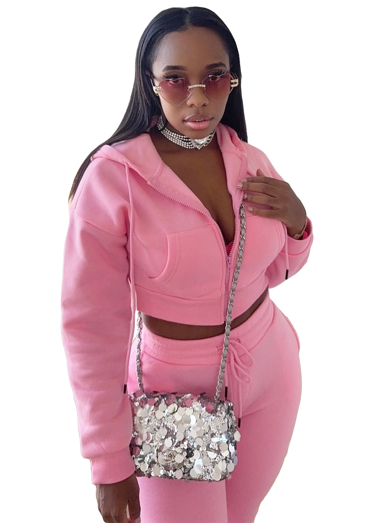 Women Hoodies and Bell Bottom Pants Two-Piece Set 32