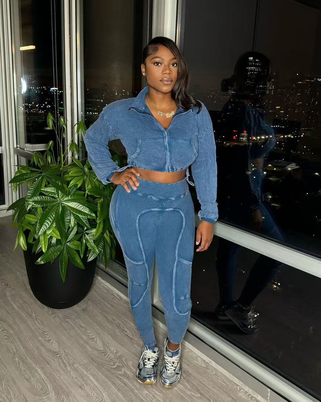 Women sports Top and Pant Casual Two Piece Set 4