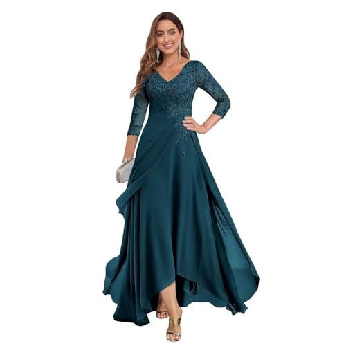 Long Slim Evening Dress Women's V-Neck Long Sleeve Prom Party Dress（Processing time need 3-6 days） 11