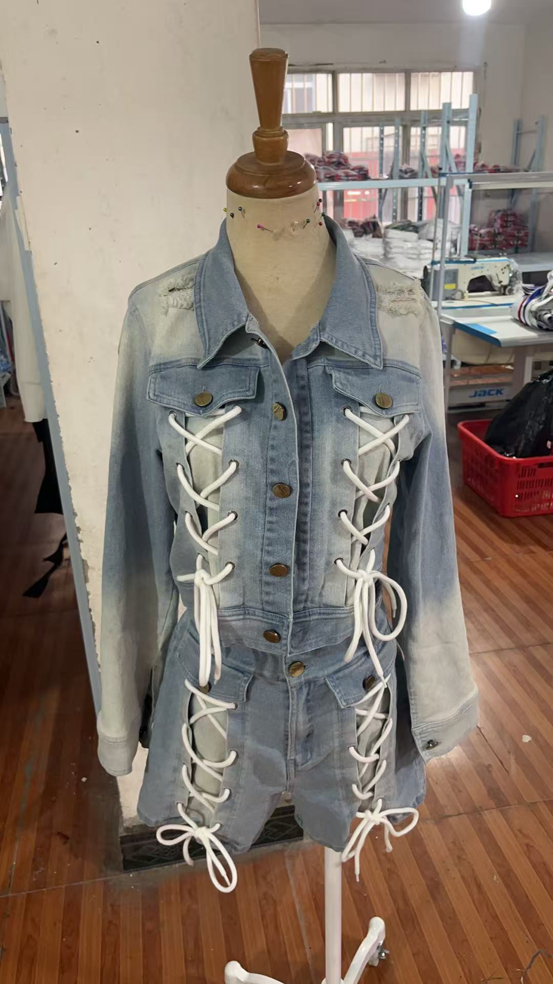 Women Top Jacket and Drawstring Shorts Two-Piece Set 7