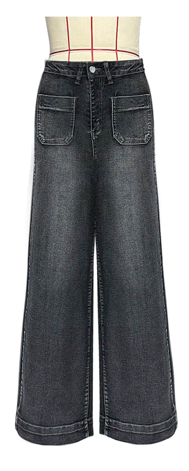 Women's spring wide leg straight high waist denim pants 20