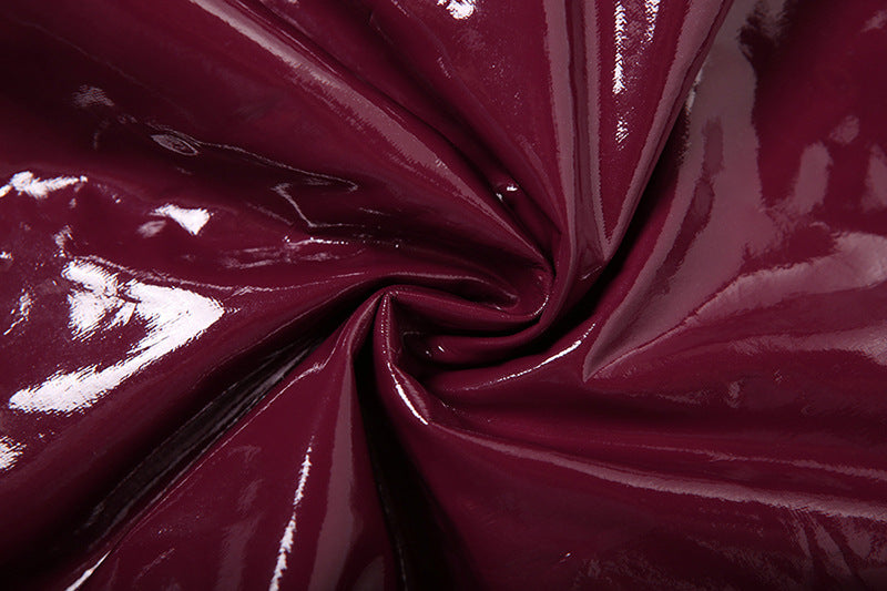 Women Sexy Pu Leather Halter Neck Backless Suspender Zipper Top and Pants Two-Piece Set 19