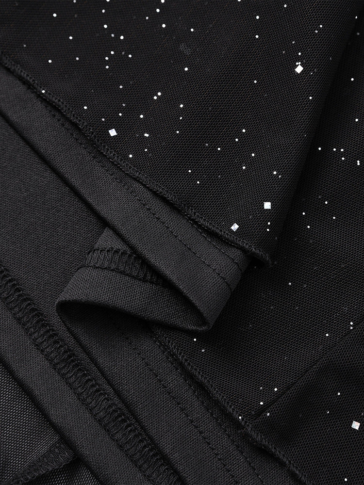 Mesh Bell Sleeve DSequin See-Through Mini Dress 24