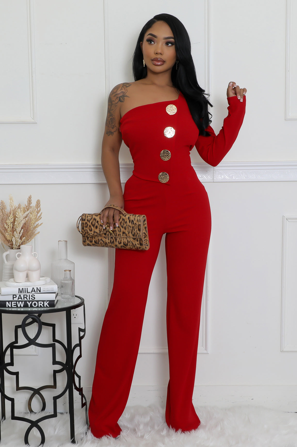 Women Sexy One Shoulder Long Sleeve Jumpsuits 13