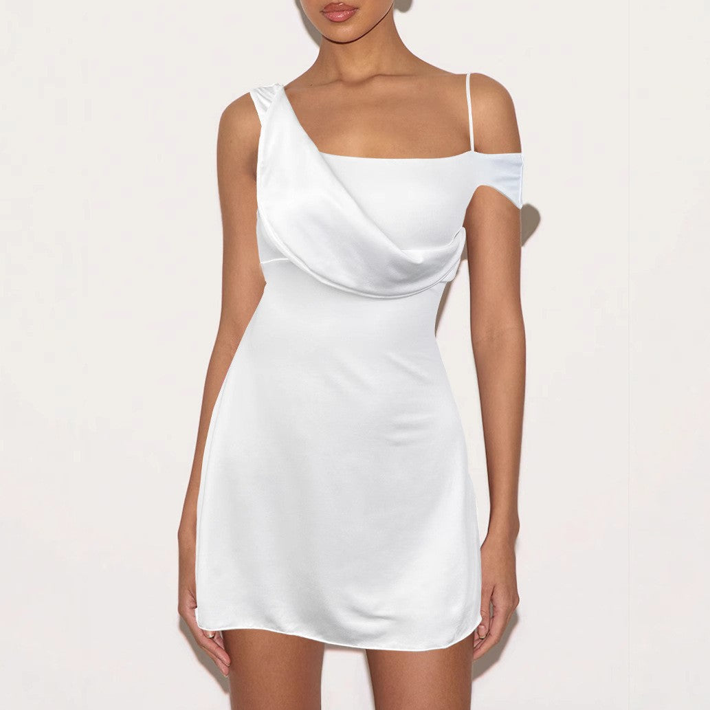 Slash Shoulder Strap Dress Sexy Sleeveless Mini Dress 5