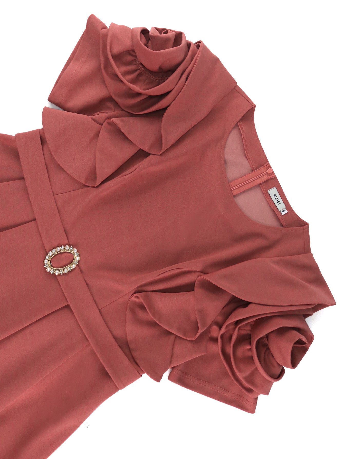 Plus Size Ruffle Sleeve Fashion High Waist Formal Party Dress 6