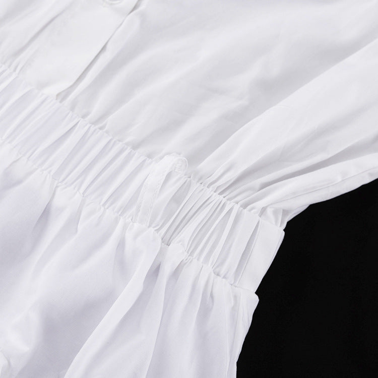 Women's Casual Cotton Turn-Down Collar 3/4 Sleeve A-Line Shirt Dress 13