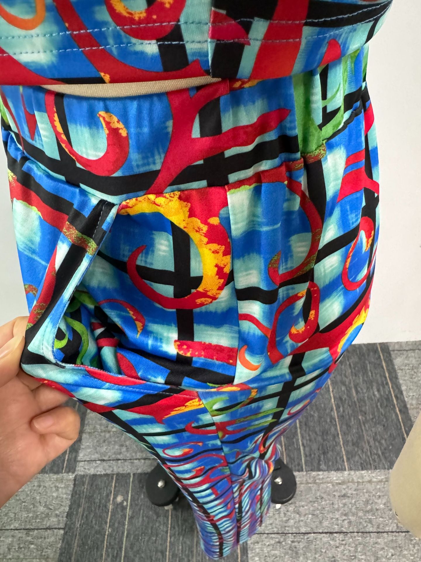 Women Sexy Printed Wide-Leg Stretch Crop Top Two-piece Set 11