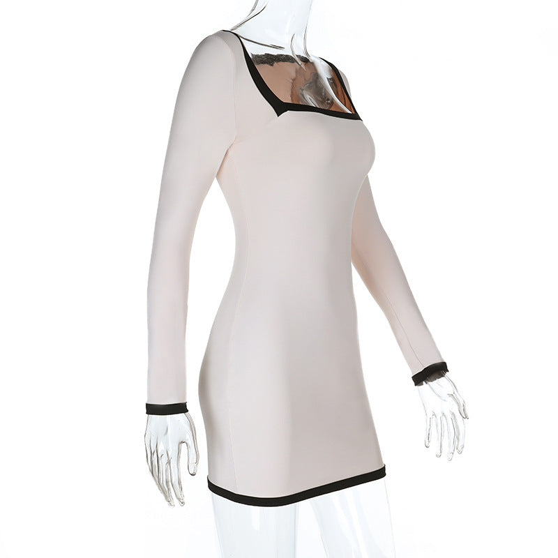 Fall Chic Slim Long-Sleeve Lace Trim Bodycon Mini Dress 8