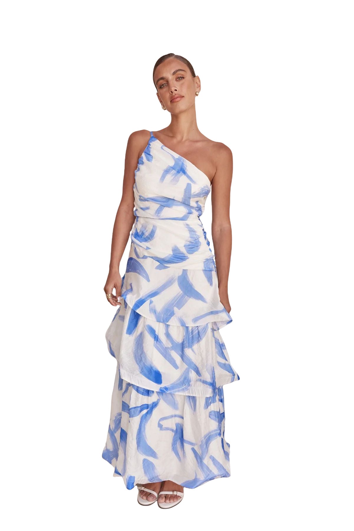 Women Summer One-shoulder strap print dress 11