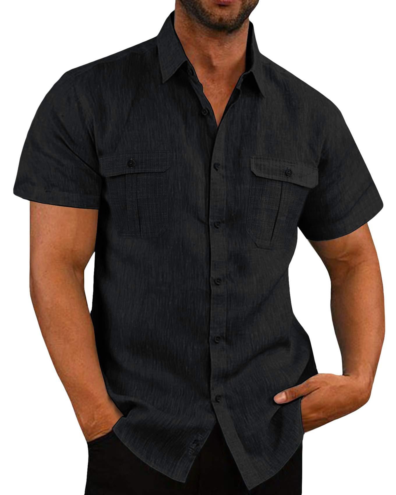 Men’s Linen Double-Pocket Casual Holiday Shirt 10