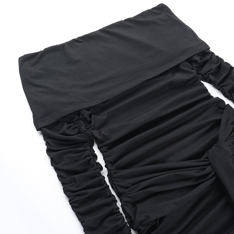 Off-Shoulder Long Sleeve Lace-Up Bodycon Dress Autumn Mini Dress 21