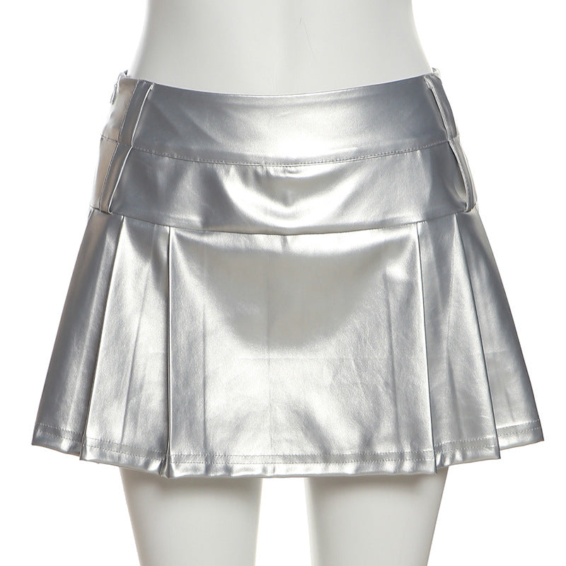 Spring Summer Women's Solid Color Slim Street Fashion High Waist Pleated Skirt 8