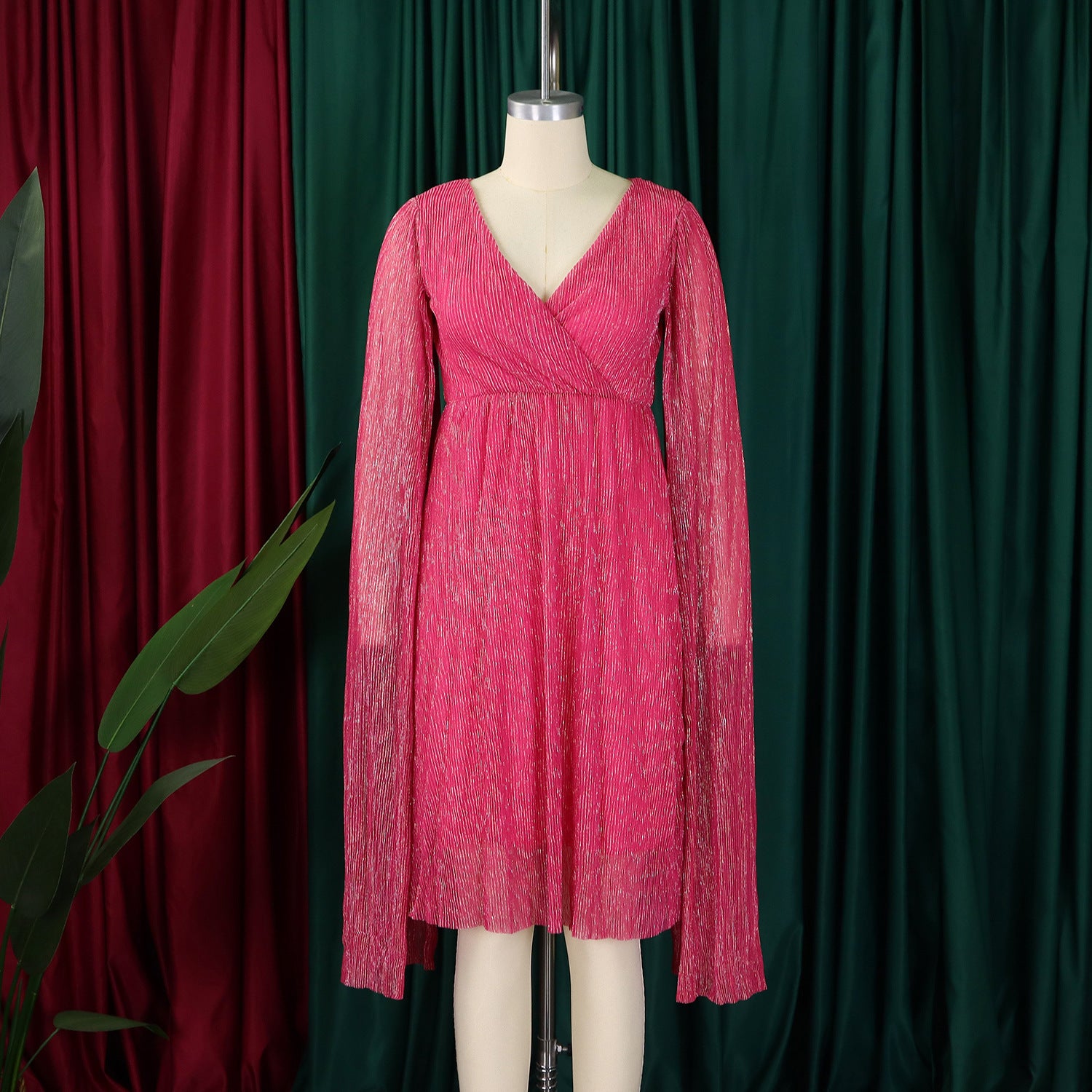 Women's Winter Fashion Chic Elegant V-Neck Long Sleeve Africa Evening Dress 15