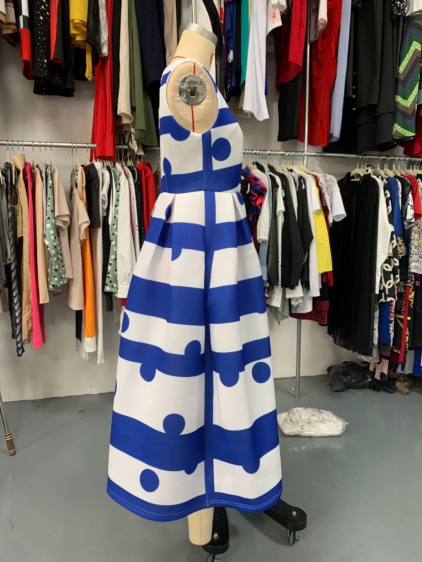 Women's Striped Fashion Summer Strap Sexy A-Line Long Dress 10