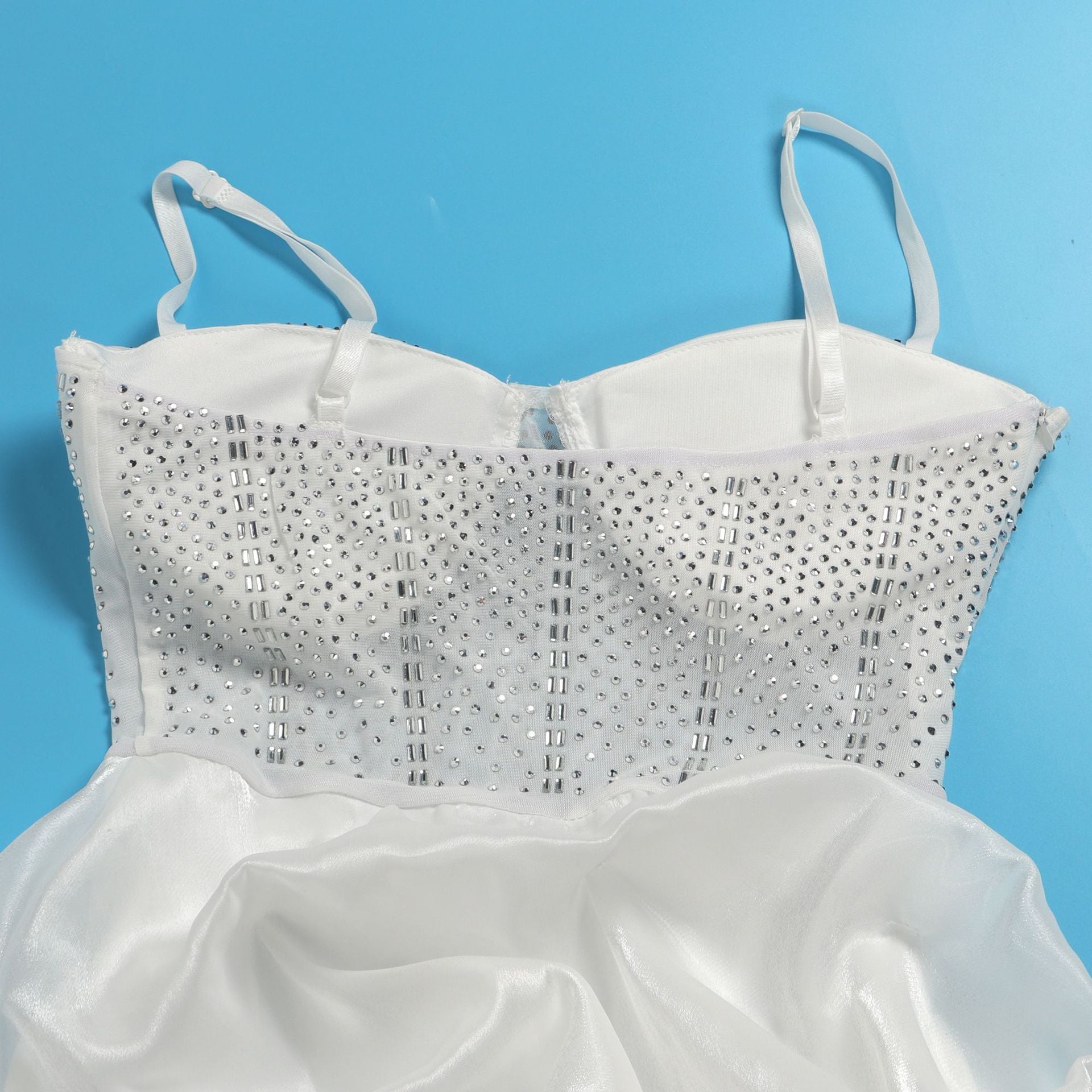 Women Sexy Beaded Stretch Camisole Cascading Ruffles Dress Tutu 29