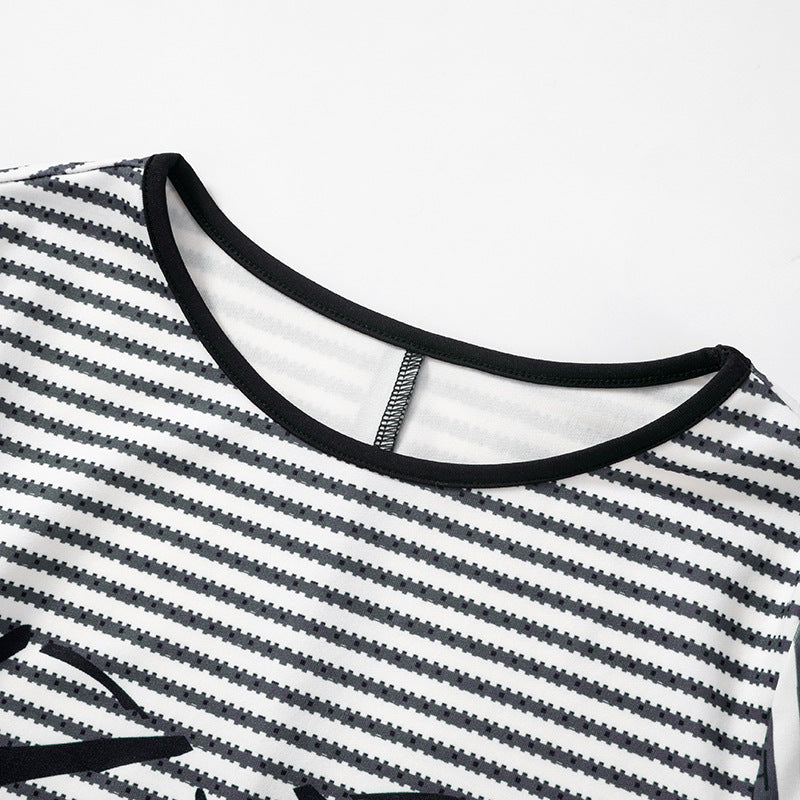 Women's Spring Casual Striped Print Long Sleeve Round Neck Dress 11